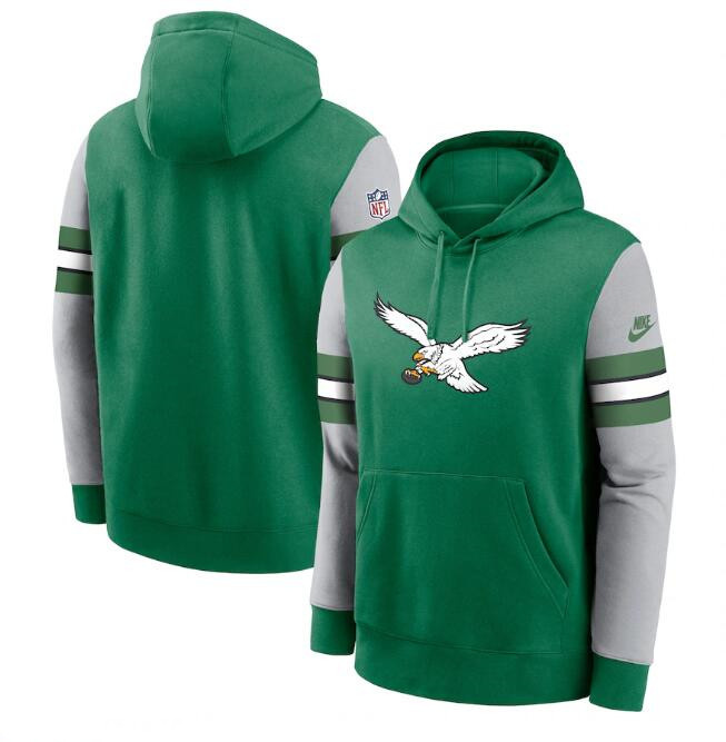 Men's Philadelphia Eagles Custom Green Sideline Alternate Club Pullover Hoodie Men's Philadelphia Eagles Custom Green Sideline Alternate Club Pullover Hoodie